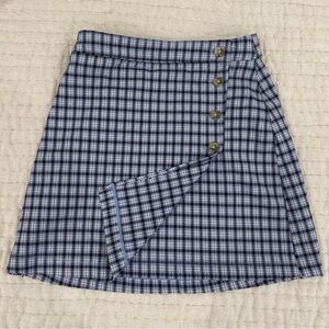 Hollister Ultra High-Rise Blue Plaid A-Line Skirt